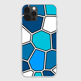 Чехол для iPhone 12 Pro с принтом Ледяной витраж в Тюмени, силикон | область печати: задняя сторона чехла, без боковых панелей | витраж | геометрия | зенит | сетка | синий | соты | футбол