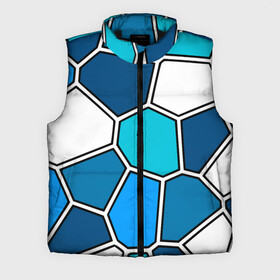 Мужской жилет утепленный 3D с принтом Ледяной витраж в Тюмени,  |  | витраж | геометрия | зенит | сетка | синий | соты | футбол