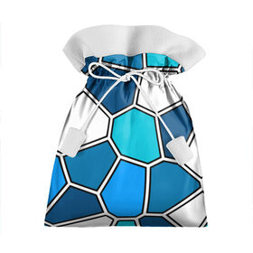 Подарочный 3D мешок с принтом Ледяной витраж в Тюмени, 100% полиэстер | Размер: 29*39 см | витраж | геометрия | зенит | сетка | синий | соты | футбол