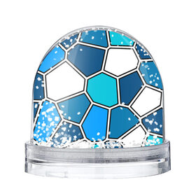 Снежный шар с принтом Ледяной витраж в Тюмени, Пластик | Изображение внутри шара печатается на глянцевой фотобумаге с двух сторон | витраж | геометрия | зенит | сетка | синий | соты | футбол