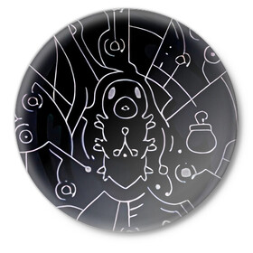 Значок с принтом Гусеничка из Hollow Knight в Тюмени,  металл | круглая форма, металлическая застежка в виде булавки | Тематика изображения на принте: caterpillar | hollow knight | гусеничка | полый рыцарь | холлоу найт