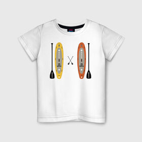 Детская футболка хлопок с принтом сап серфинг в Тюмени, 100% хлопок | круглый вырез горловины, полуприлегающий силуэт, длина до линии бедер | serfing | sup boarding | sup serfing | sup серфинг | сап серфинг | серфинг