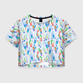 Женская футболка Crop-top 3D с принтом доски для серфинга в Тюмени, 100% полиэстер | круглая горловина, длина футболки до линии талии, рукава с отворотами | serfing | sup boarding | sup serfing | sup серфинг | сап серфинг | серфинг