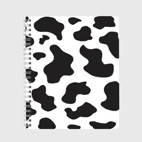Тетрадь с принтом COW PRINT в Тюмени, 100% бумага | 48 листов, плотность листов — 60 г/м2, плотность картонной обложки — 250 г/м2. Листы скреплены сбоку удобной пружинной спиралью. Уголки страниц и обложки скругленные. Цвет линий — светло-серый
 | Тематика изображения на принте: animals | cow | cow print | корова | коровий принт