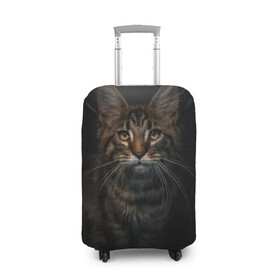 Чехол для чемодана 3D с принтом Кот усатый в Тюмени, 86% полиэфир, 14% спандекс | двустороннее нанесение принта, прорези для ручек и колес | cat | кот | котёнок | котик | кошка | мейн кун | полосатый | пушистый | усатый