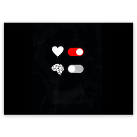 Поздравительная открытка с принтом Мозг отключись в Тюмени, 100% бумага | плотность бумаги 280 г/м2, матовая, на обратной стороне линовка и место для марки
 | Тематика изображения на принте: любовь | прикольная | сердце | черный
