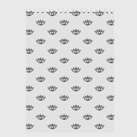 Скетчбук с принтом Глаза в Тюмени, 100% бумага
 | 48 листов, плотность листов — 100 г/м2, плотность картонной обложки — 250 г/м2. Листы скреплены сверху удобной пружинной спиралью | Тематика изображения на принте: contour | eyes | pattern | глаза | контур | паттерн