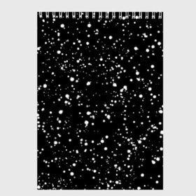 Скетчбук с принтом Seven в Тюмени, 100% бумага
 | 48 листов, плотность листов — 100 г/м2, плотность картонной обложки — 250 г/м2. Листы скреплены сверху удобной пружинной спиралью | black | seven | снег | футболка с цифрой 7 | цифра 7 | черная футболка в белую точку | черная футболка с цифрой 7
