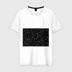 Мужская футболка хлопок с принтом Seven в Тюмени, 100% хлопок | прямой крой, круглый вырез горловины, длина до линии бедер, слегка спущенное плечо. | Тематика изображения на принте: black | seven | снег | футболка с цифрой 7 | цифра 7 | черная футболка в белую точку | черная футболка с цифрой 7