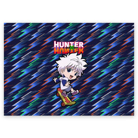 Поздравительная открытка с принтом Киллуа Hunter x Hunter в Тюмени, 100% бумага | плотность бумаги 280 г/м2, матовая, на обратной стороне линовка и место для марки
 | Тематика изображения на принте: anime | hunter | hunter x hunter | killua | zoldyck | аниме | зодиак | охотник | охотники