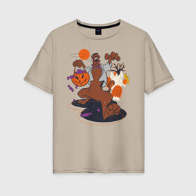 Женская футболка хлопок Oversize с принтом Скуби-Ду Хэллоуин в Тюмени, 100% хлопок | свободный крой, круглый ворот, спущенный рукав, длина до линии бедер
 | scooby doo | vdzabma | скуби ду