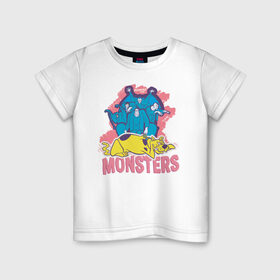 Детская футболка хлопок с принтом Monsters в Тюмени, 100% хлопок | круглый вырез горловины, полуприлегающий силуэт, длина до линии бедер | scooby doo | vdzabma | скуби ду
