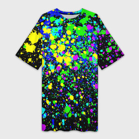 Платье-футболка 3D с принтом Неоновые краски лета в Тюмени,  |  | neon | pattern | summer | акварель | арт | брызги | граффити | грязный | грязь | искусство | капли | кислотные | краска | лето | мазки | паттерн | пятна | пятнистый | радуга | радужный | разноцветный | текстура