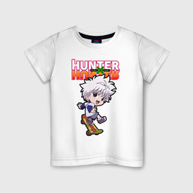 Детская футболка хлопок с принтом Киллуа Hunter x Hunter в Тюмени, 100% хлопок | круглый вырез горловины, полуприлегающий силуэт, длина до линии бедер | anime | hunter | hunter x hunter | killua | zoldyck | аниме | зодиак | охотник | охотники