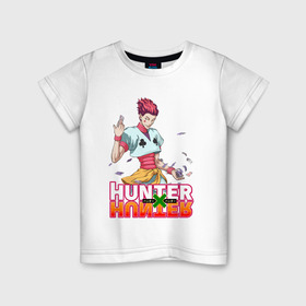Детская футболка хлопок с принтом Хисока Hunter x Hunter в Тюмени, 100% хлопок | круглый вырез горловины, полуприлегающий силуэт, длина до линии бедер | anime | hunter | hunter x hunter | zoldyck | аниме | зодиак | охотник | охотники | хисока