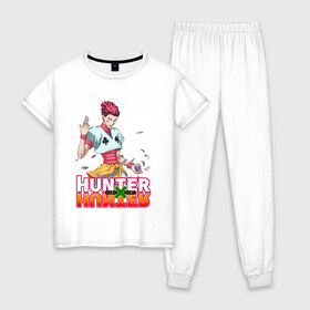 Женская пижама хлопок с принтом Хисока Hunter x Hunter в Тюмени, 100% хлопок | брюки и футболка прямого кроя, без карманов, на брюках мягкая резинка на поясе и по низу штанин | anime | hunter | hunter x hunter | zoldyck | аниме | зодиак | охотник | охотники | хисока