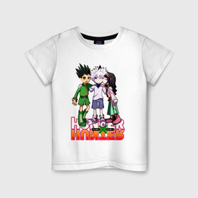 Детская футболка хлопок с принтом Хантер три героя в Тюмени, 100% хлопок | круглый вырез горловины, полуприлегающий силуэт, длина до линии бедер | anime | hunter | hunter x hunter | killua | zoldyck | аниме | зодиак | охотник | охотники