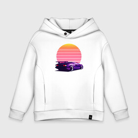 Детское худи Oversize хлопок с принтом Retrowave в Тюмени, френч-терри — 70% хлопок, 30% полиэстер. Мягкий теплый начес внутри —100% хлопок | боковые карманы, эластичные манжеты и нижняя кромка, капюшон на магнитной кнопке | cyberpunk | lamborgini | retro | retrowave | vaporwave | wave | закат | киберпанк | лмборгини | машина | машина в закате | машина на фоне заката | ночь | ретро | ретро футуризм