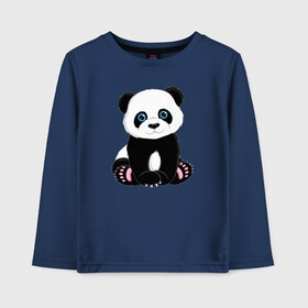Детский лонгслив хлопок с принтом Милая пандочка в Тюмени, 100% хлопок | круглый вырез горловины, полуприлегающий силуэт, длина до линии бедер | маленькая панда | милая панда | милая пандочка | мультяшная панда | мультяшная пандочка | панда | панда арт | панда милашка | панда мульт | панда нарисована | панда рисунок | пандочка