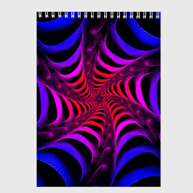 Скетчбук с принтом Спираль в Тюмени, 100% бумага
 | 48 листов, плотность листов — 100 г/м2, плотность картонной обложки — 250 г/м2. Листы скреплены сверху удобной пружинной спиралью | Тематика изображения на принте: красный | розовый | синий | спираль | тёмный | туннель | фиолетовый | черный
