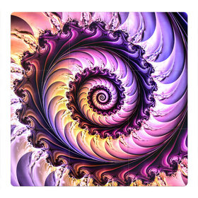 Магнитный плакат 3Х3 с принтом Спираль улитки в Тюмени, Полимерный материал с магнитным слоем | 9 деталей размером 9*9 см | волна | волны | желтый | раковина улитки | розовый | синий | спираль | улитка | фиолетовый