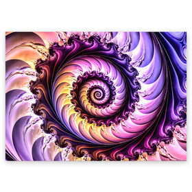 Поздравительная открытка с принтом Спираль улитки в Тюмени, 100% бумага | плотность бумаги 280 г/м2, матовая, на обратной стороне линовка и место для марки
 | волна | волны | желтый | раковина улитки | розовый | синий | спираль | улитка | фиолетовый