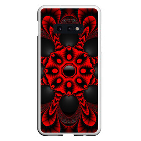 Чехол для Samsung S10E с принтом Красный цветок в Тюмени, Силикон | Область печати: задняя сторона чехла, без боковых панелей | драгоценные камни | драгоценный камень | красный | неон | тёмный | цветок | черный