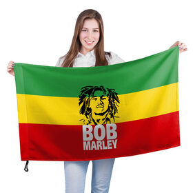 Флаг 3D с принтом Bob Marley в Тюмени, 100% полиэстер | плотность ткани — 95 г/м2, размер — 67 х 109 см. Принт наносится с одной стороны | bob | bob marley | движение | музыка | рэгги | свобода | стиль | счастье | ямайка