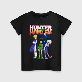 Детская футболка хлопок с принтом Hunter x Hunter в Тюмени, 100% хлопок | круглый вырез горловины, полуприлегающий силуэт, длина до линии бедер | anime | hunter x hunter | аниме | гон фрикс | манга | охотник х охотник | хантер хантер | хантеры