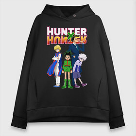 Женское худи Oversize хлопок с принтом Hunter x Hunter в Тюмени, френч-терри — 70% хлопок, 30% полиэстер. Мягкий теплый начес внутри —100% хлопок | боковые карманы, эластичные манжеты и нижняя кромка, капюшон на магнитной кнопке | anime | hunter x hunter | аниме | гон фрикс | манга | охотник х охотник | хантер хантер | хантеры