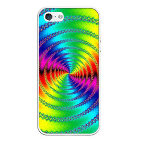 Чехол для iPhone 5/5S матовый с принтом Цветной гипноз в Тюмени, Силикон | Область печати: задняя сторона чехла, без боковых панелей | насыщенные цвета | радуга | спираль | цвет | цвета | яркие цвета | ярко