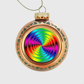 Стеклянный ёлочный шар с принтом Цветной гипноз в Тюмени, Стекло | Диаметр: 80 мм | насыщенные цвета | радуга | спираль | цвет | цвета | яркие цвета | ярко
