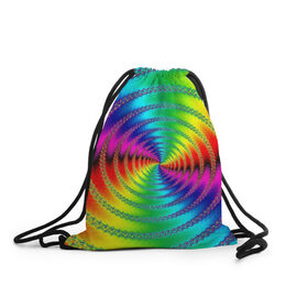 Рюкзак-мешок 3D с принтом Цветной гипноз в Тюмени, 100% полиэстер | плотность ткани — 200 г/м2, размер — 35 х 45 см; лямки — толстые шнурки, застежка на шнуровке, без карманов и подкладки | насыщенные цвета | радуга | спираль | цвет | цвета | яркие цвета | ярко
