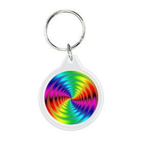 Брелок круглый с принтом Цветной гипноз в Тюмени, пластик и полированная сталь | круглая форма, металлическое крепление в виде кольца | насыщенные цвета | радуга | спираль | цвет | цвета | яркие цвета | ярко