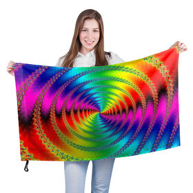 Флаг 3D с принтом Цветной гипноз в Тюмени, 100% полиэстер | плотность ткани — 95 г/м2, размер — 67 х 109 см. Принт наносится с одной стороны | насыщенные цвета | радуга | спираль | цвет | цвета | яркие цвета | ярко