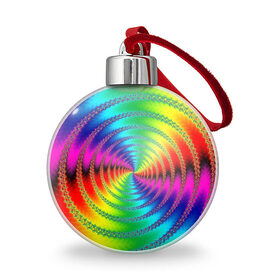 Ёлочный шар с принтом Цветной гипноз в Тюмени, Пластик | Диаметр: 77 мм | насыщенные цвета | радуга | спираль | цвет | цвета | яркие цвета | ярко