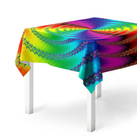 Скатерть 3D с принтом Цветной гипноз в Тюмени, 100% полиэстер (ткань не мнется и не растягивается) | Размер: 150*150 см | насыщенные цвета | радуга | спираль | цвет | цвета | яркие цвета | ярко