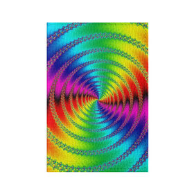 Обложка для паспорта матовая кожа с принтом Цветной гипноз в Тюмени, натуральная матовая кожа | размер 19,3 х 13,7 см; прозрачные пластиковые крепления | насыщенные цвета | радуга | спираль | цвет | цвета | яркие цвета | ярко
