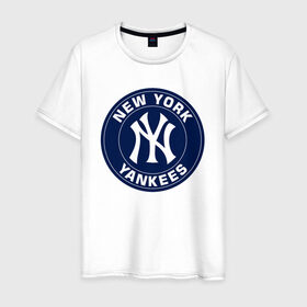 Мужская футболка хлопок с принтом New York Yankees в Тюмени, 100% хлопок | прямой крой, круглый вырез горловины, длина до линии бедер, слегка спущенное плечо. | Тематика изображения на принте: 