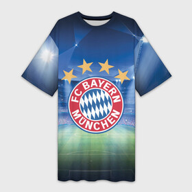 Платье-футболка 3D с принтом Бавария Мюнхен в Тюмени,  |  | bauern munchen | bayern | bayern munich | fc bayern | fc bayern munchen | fc bayern munich | бавария | бавария мюнхен | лига чемпионов стадион | лч | фк бавария | фк бавария мюнхен | футбол | футбольный стадион