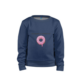 Детский свитшот хлопок с принтом Пончик в Тюмени, 100% хлопок | круглый вырез горловины, эластичные манжеты, пояс и воротник | donut | donuts | донатсы | пончик | пончики