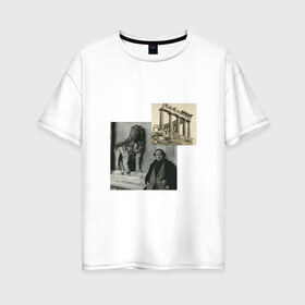 Женская футболка хлопок Oversize с принтом Иосиф Бродский Венеция в Тюмени, 100% хлопок | свободный крой, круглый ворот, спущенный рукав, длина до линии бедер
 | венеция | иосиф бродский