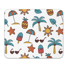 Коврик для мышки прямоугольный с принтом Отпуск в Тюмени, натуральный каучук | размер 230 х 185 мм; запечатка лицевой стороны | summer | ананас | ананасы | гаваи | гавайская | звезда | звёзды | зонт | лето | мороженное | отдых | отпуск | очки | пальма | пальмы | пляж | солнце | туризм | туристическая