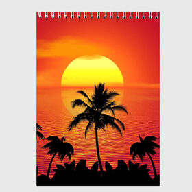 Скетчбук с принтом Пальмы на фоне моря в Тюмени, 100% бумага
 | 48 листов, плотность листов — 100 г/м2, плотность картонной обложки — 250 г/м2. Листы скреплены сверху удобной пружинной спиралью | Тематика изображения на принте: summer | восход | гаваи | гавайская | закат | лето | море | океан | отдых | отпуск | пальма | пальмы | солнце | туризм | туристическая