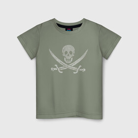 Детская футболка хлопок с принтом Pirate  в Тюмени, 100% хлопок | круглый вырез горловины, полуприлегающий силуэт, длина до линии бедер | веселый роджер | пират | пиратский флаг | пираты карибского моря | флаг | череп