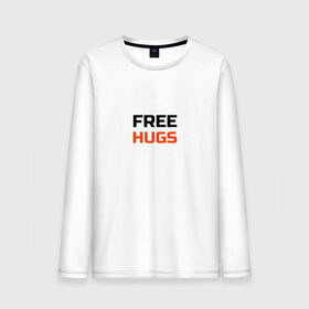 Мужской лонгслив хлопок с принтом free,hugs,бесплатные,обнимашки в Тюмени, 100% хлопок |  | 