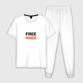 Мужская пижама хлопок с принтом free,hugs,бесплатные,обнимашки в Тюмени, 100% хлопок | брюки и футболка прямого кроя, без карманов, на брюках мягкая резинка на поясе и по низу штанин
 | 
