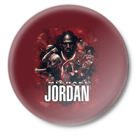 Значок с принтом MICHAEL JORDAN в Тюмени,  металл | круглая форма, металлическая застежка в виде булавки | jordan | michael | michael jordan | nba | баскетбол | баскетболист | джордан | защитник | майкл | майкл джордан | нба