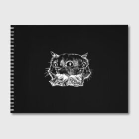 Альбом для рисования с принтом Чокнутый кот в Тюмени, 100% бумага
 | матовая бумага, плотность 200 мг. | cat | белый | звери | кот | кошка | черный