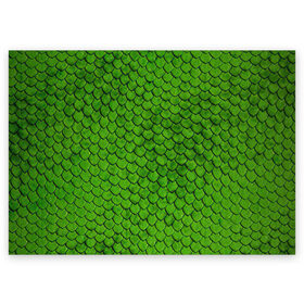 Поздравительная открытка с принтом зелёная чешуя в Тюмени, 100% бумага | плотность бумаги 280 г/м2, матовая, на обратной стороне линовка и место для марки
 | Тематика изображения на принте: чешуя | чешуя ящерицы